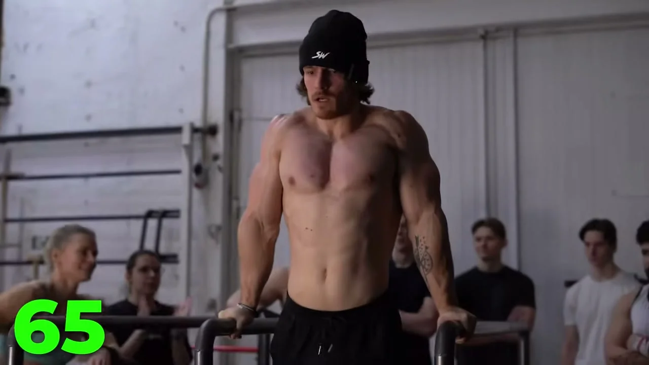 Bruno Zgela grinding through dips with visible fatigue during the final round